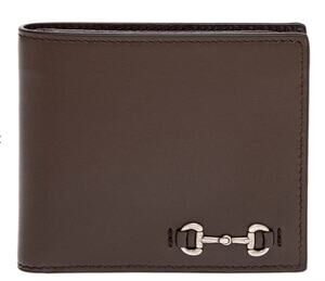 Gucci Men's Horsebit Bifold Wallet Cocoa Brown Leather NIB